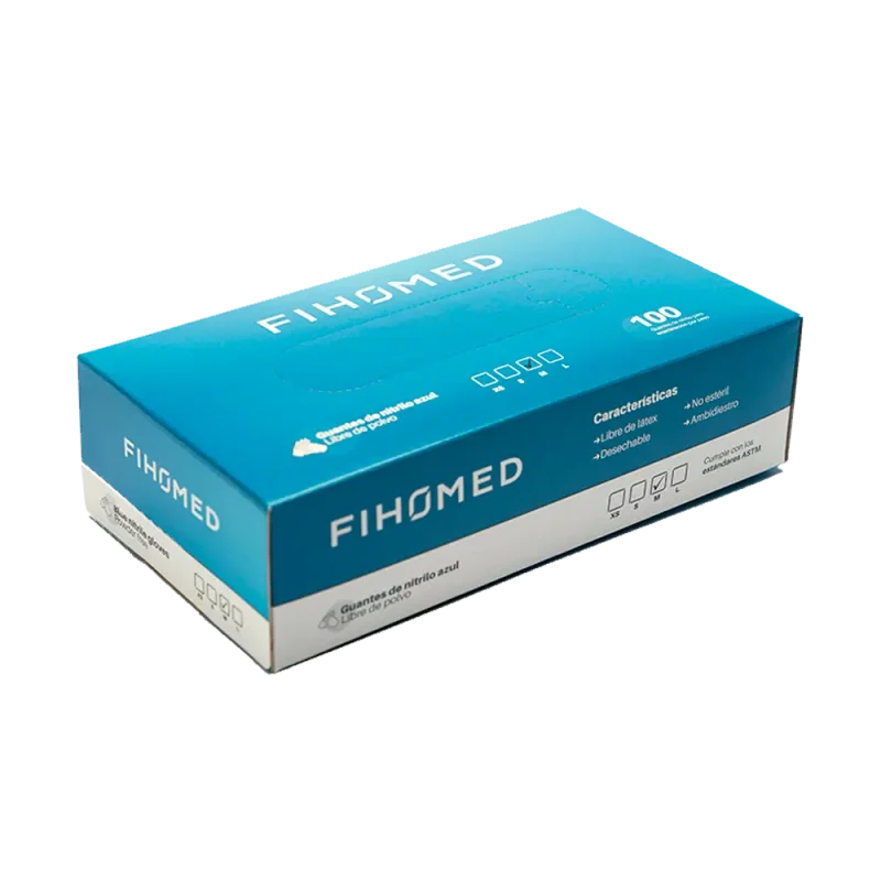 Guante Nitrilo FIHOMED (sin polvo, Azul)