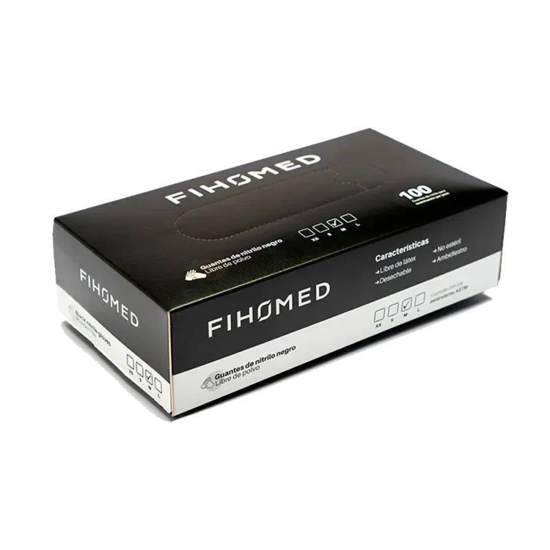 Guante Nitrilo FIHOMED (Sin polvo, Negro)