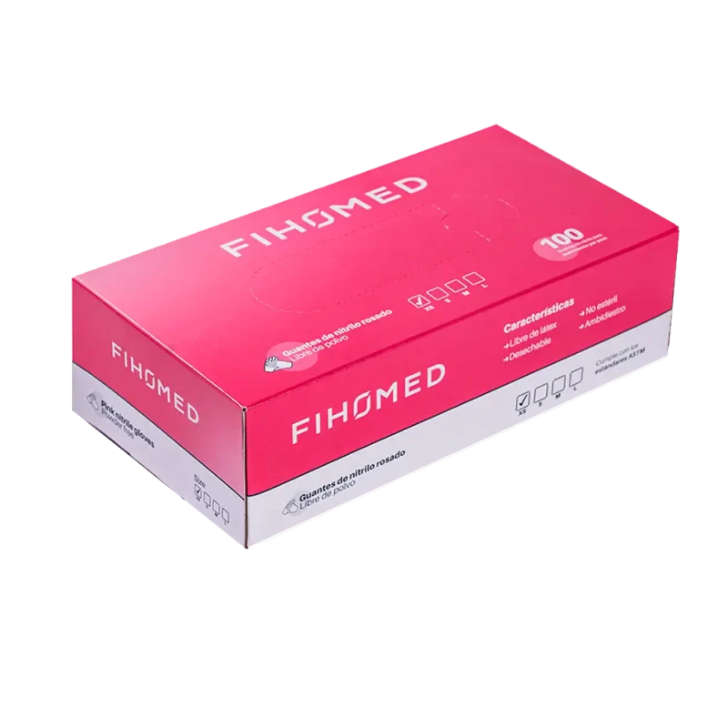 Guante Nitrilo FIHOMED (bajo en polvo, Rosa)